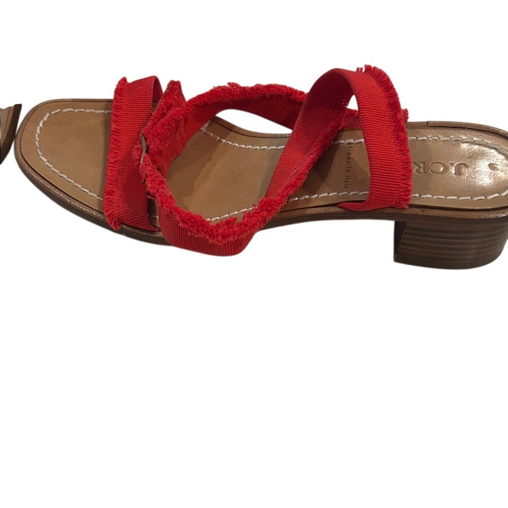 J Crew Red Ribbon Ankle Strap Sandals Made in Italy Women Size 7.5 - Picture 3 of 5